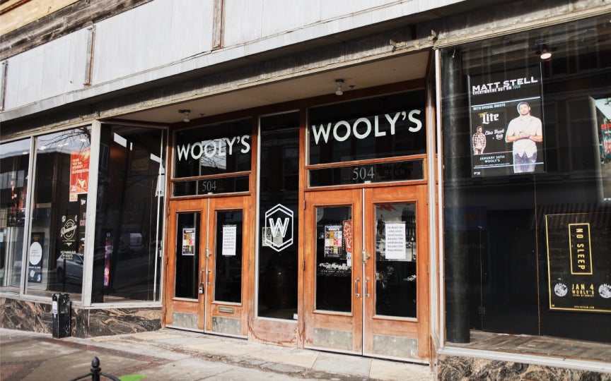 Exterior of Des Moines music venue Wooly's - photo by Meredith Hewitt.